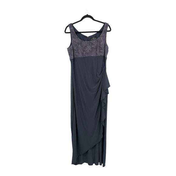 Alex Evenings dress Empire Waist sleeveless draped gray size 14 - Picture 1 of 4